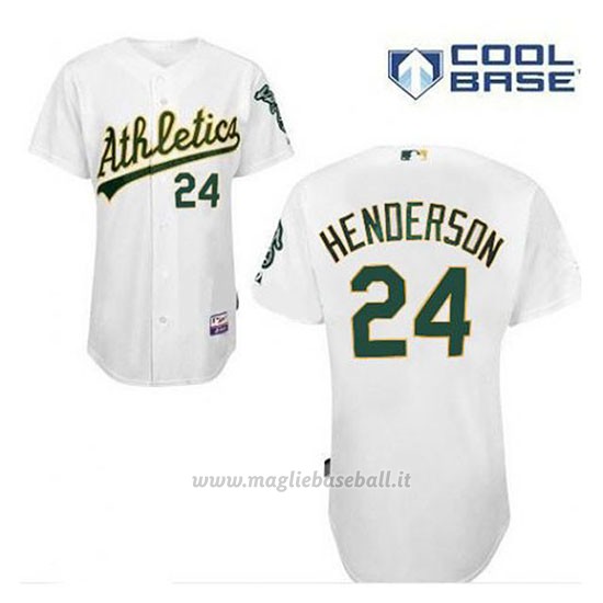 Maglia Baseball Uomo Oakland Athletics Rickey Henderson 24 Bianco 1ªCool Base